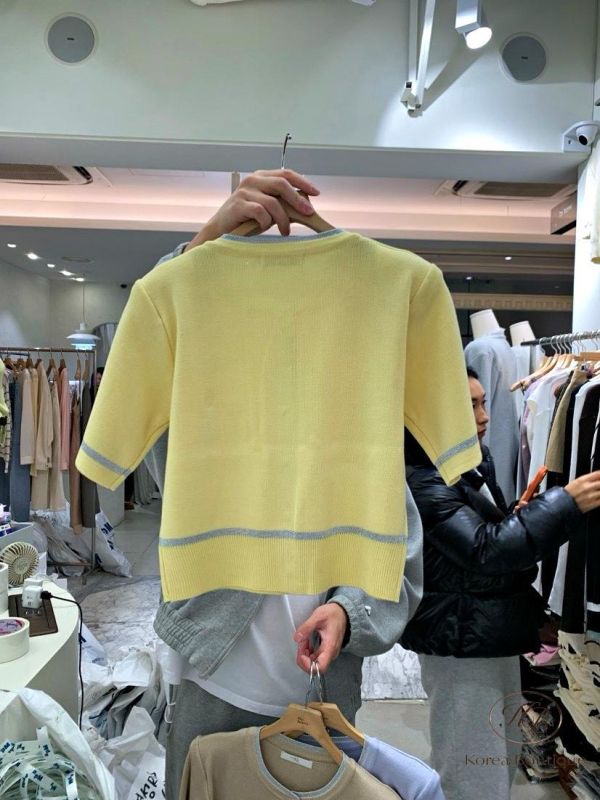 SS260 春季 配色好美的小香風針織短袖外套 