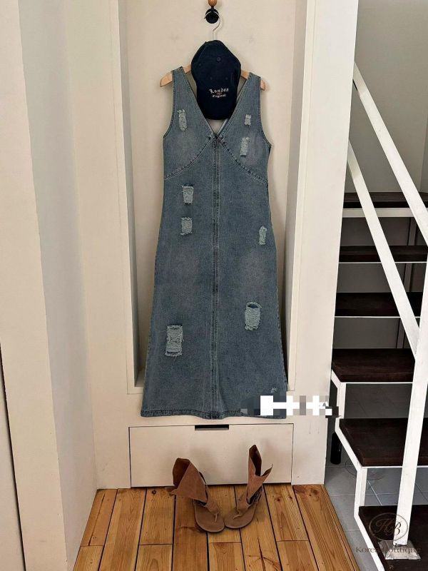 SS417 春季 好好看的破損牛仔裙 