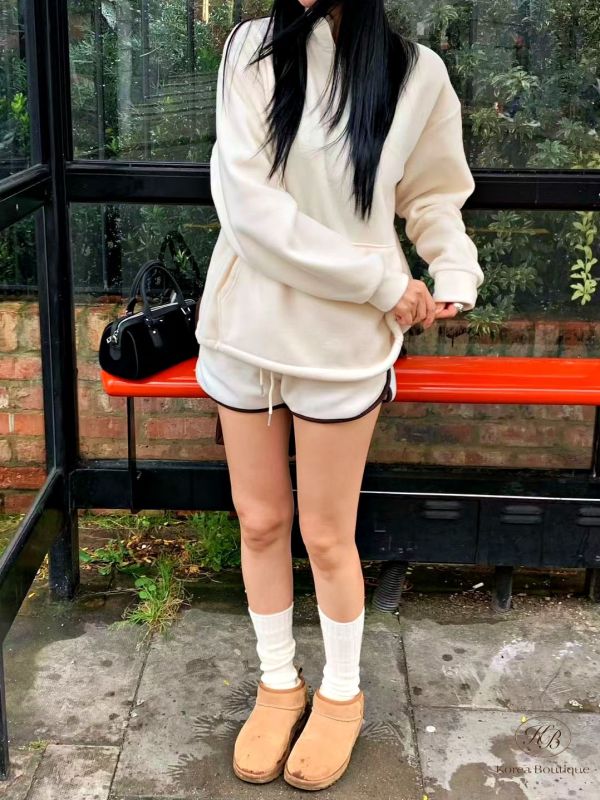 Fw388 秋季 絨布可愛短褲套裝 