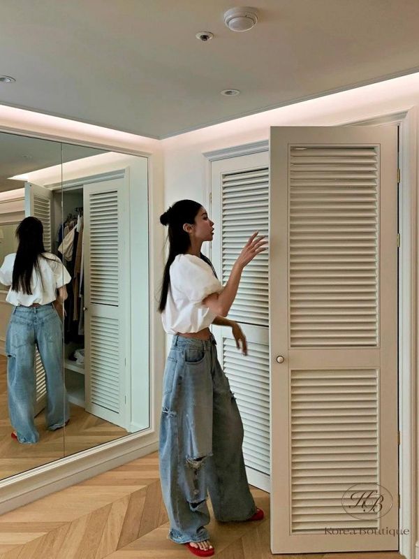 SS395 春季 褲頭設計破損牛仔褲 