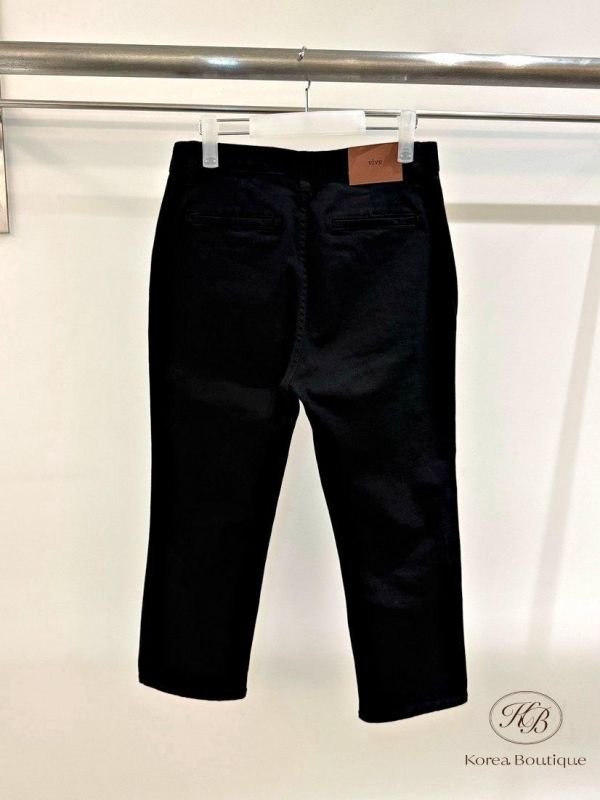 FW2786 秋季 簡單的黑色卡布里牛仔八分褲 