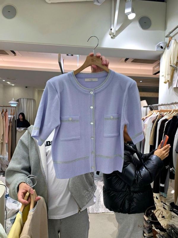 SS260 春季 配色好美的小香風針織短袖外套 