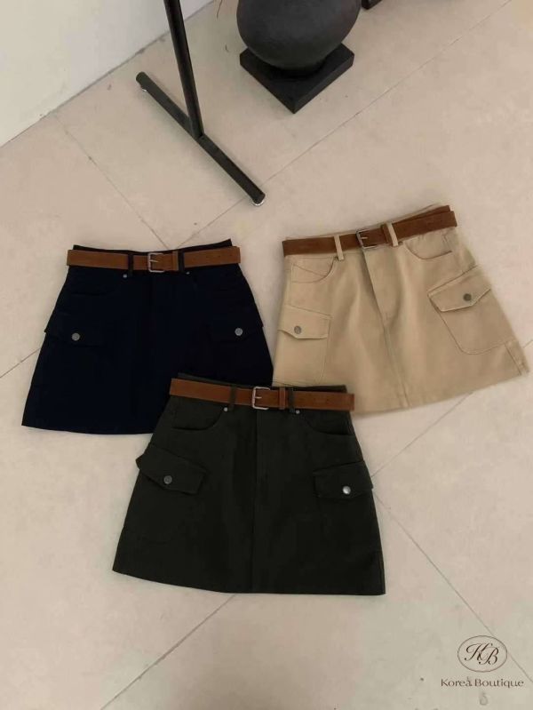 Fw23 秋季 附皮帶的口袋短裙 