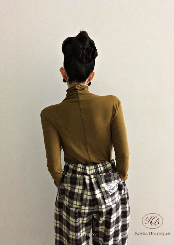 Fw406 秋季 高領 小吊飾牌上衣 