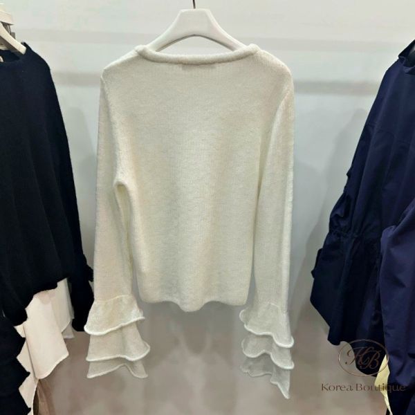 Fw299 秋季 花瓣手袖針織上衣 