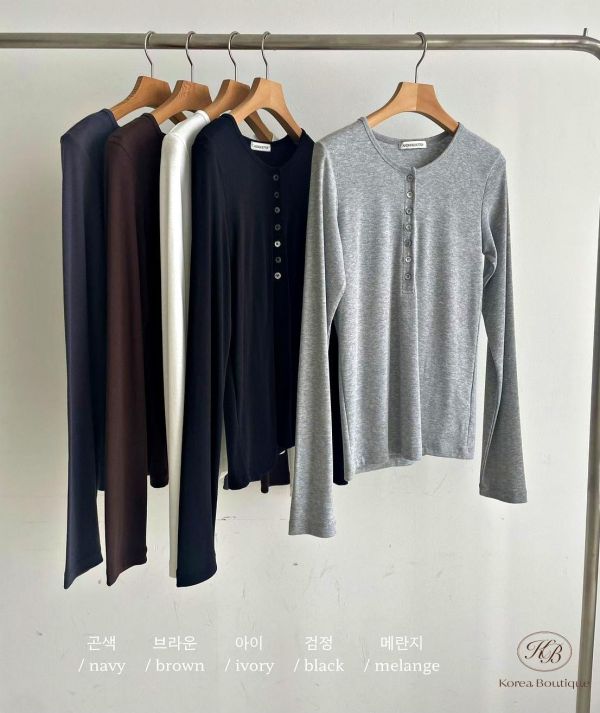 FW2611 秋季 排扣彈性tee 疊穿搭配 單穿都好看 