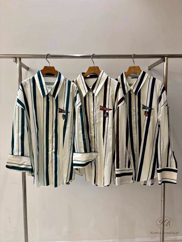 Fw148 秋季 條紋童趣造型襯衫 