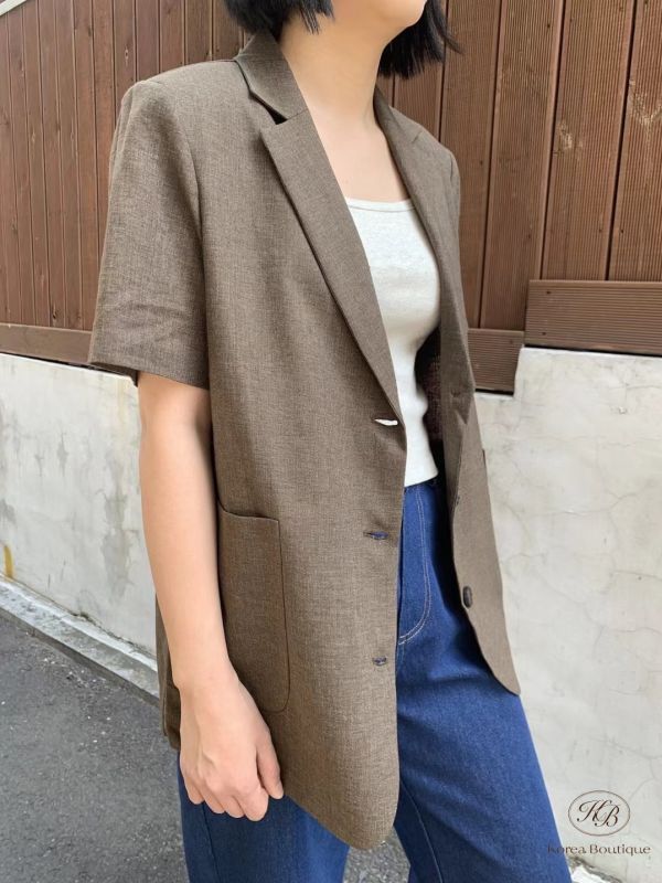 Kr01 夏裝 亞麻西裝外套 