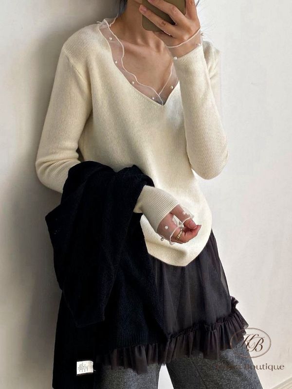 FWKR100 冬季 珍珠紡紗針織上衣 