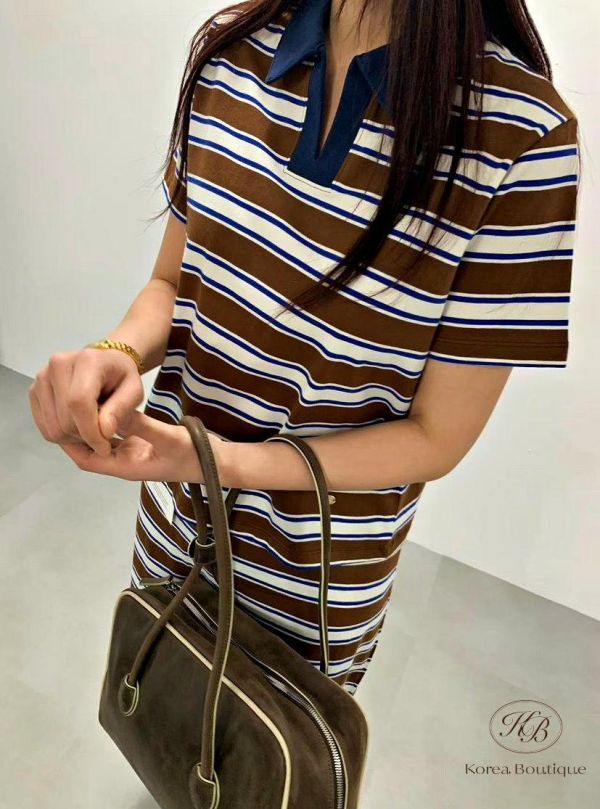 SS334 春季 polo衫條紋套裝 