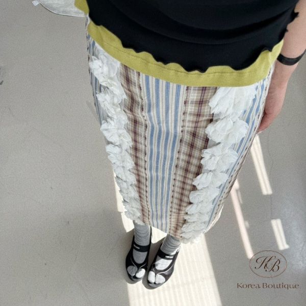 Spv74 夏裝 超美的條紋玫瑰裙 
