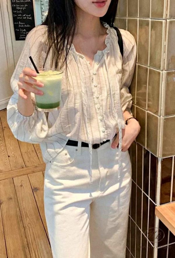 SS230 春季 天絲綁帶襯衫 