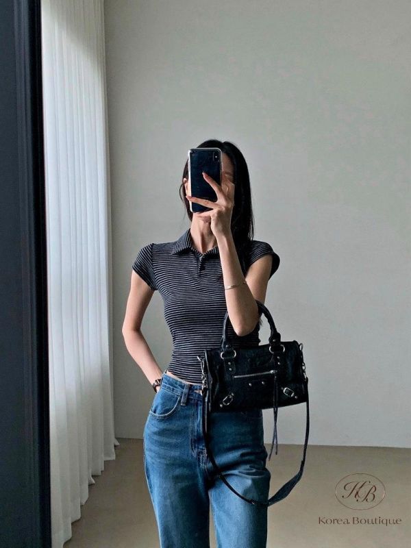 SS431 春季 合身的條紋polo衫 