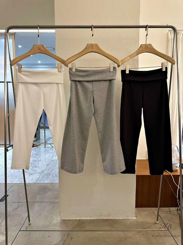 FW2676 秋季 高腰翻折腰頭修身微喇叭褲｜顯瘦長腿 