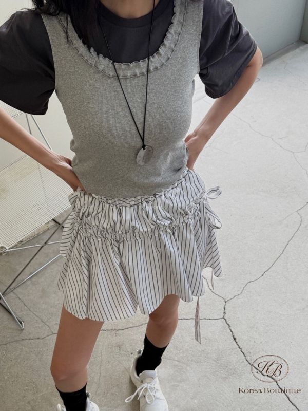 Sv09 夏裝 條紋束口半身裙 