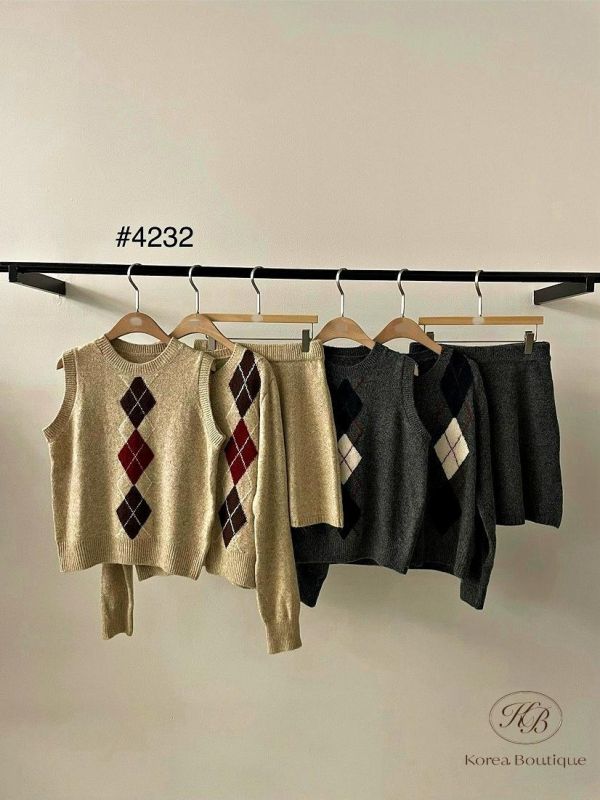 FW3844 秋季 菱格三件式套裝 