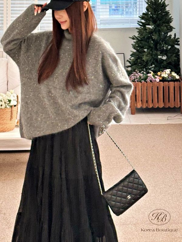 FWKR36 冬季 閃亮小立領毛衣 