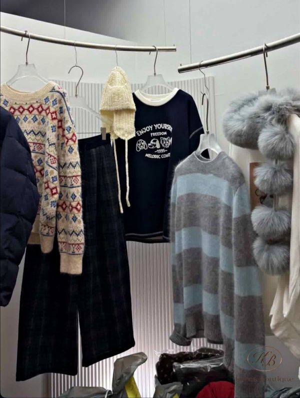 FWKR22 冬季 條紋馬海毛上衣 