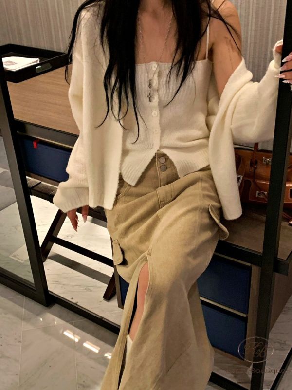 Fw391 秋季 毛邊設計落地裙 