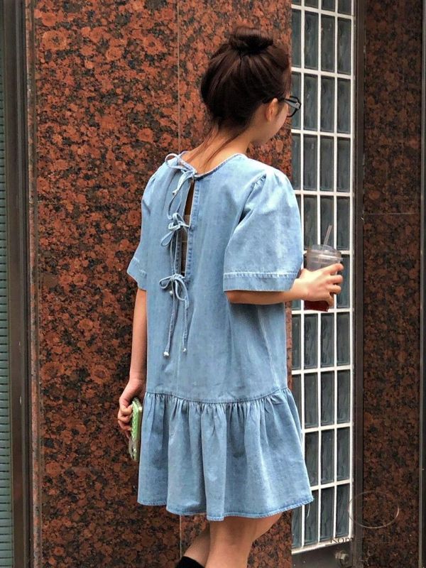 SS293 春季 前後都可以穿的牛仔洋裝 