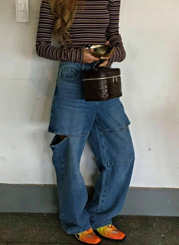 SS83 春季 js家時髦簍空牛仔褲 