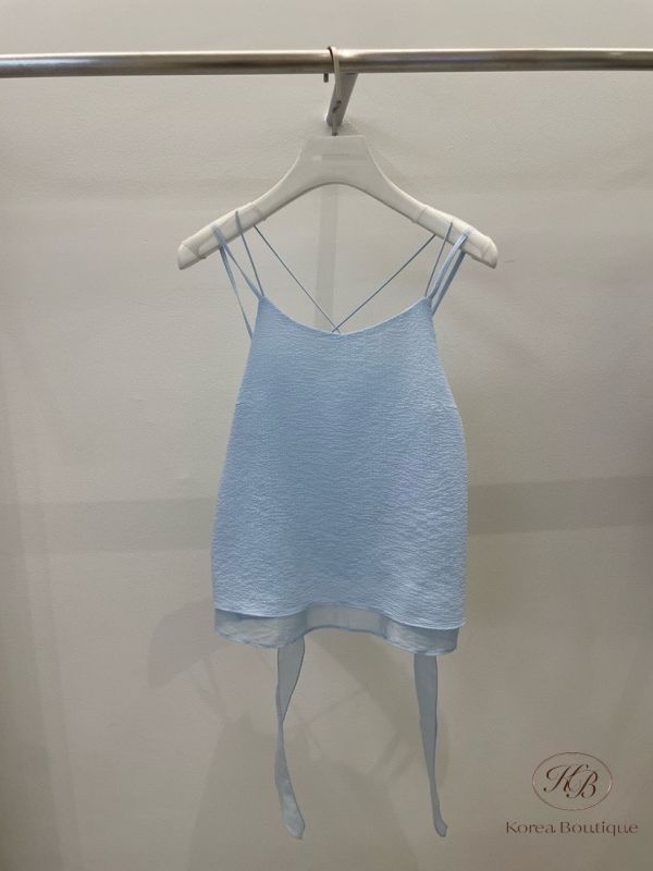 Kr27 夏裝《綁結夏光》雙層綁帶細肩背心 