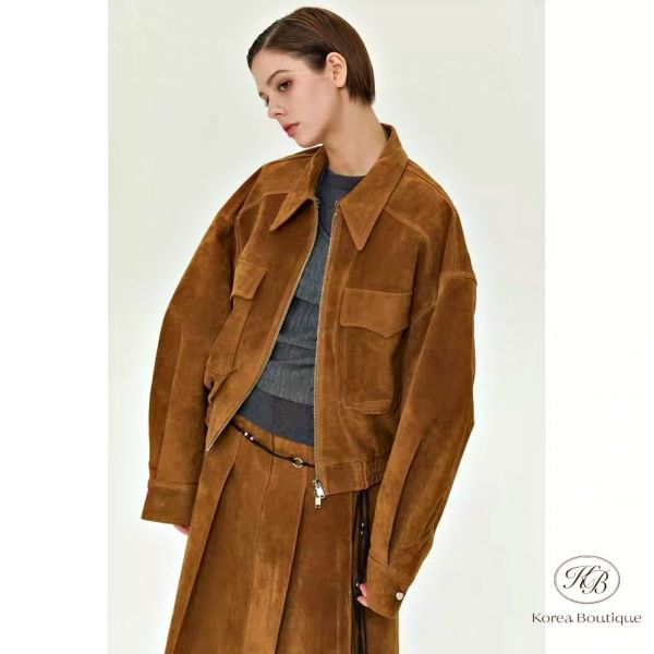 Fw382 秋季 手工麂皮口袋夾克（豬皮） 