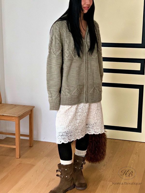 Fw446 冬季 細肩蕾絲背心裙 