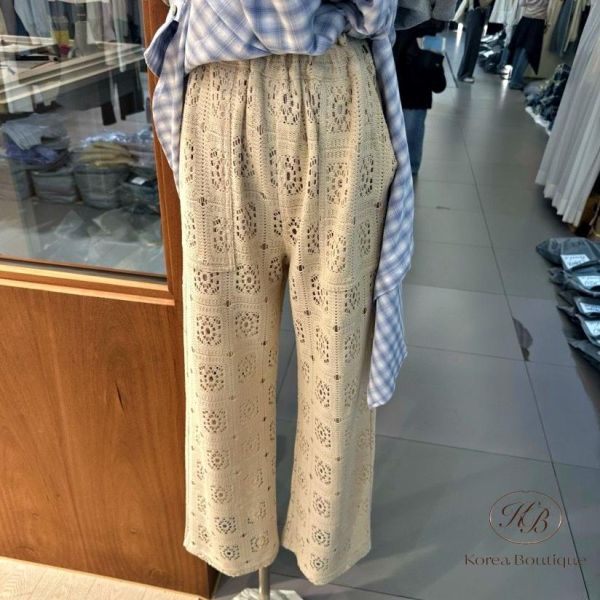 SS373 春季 重工針織摟空褲 