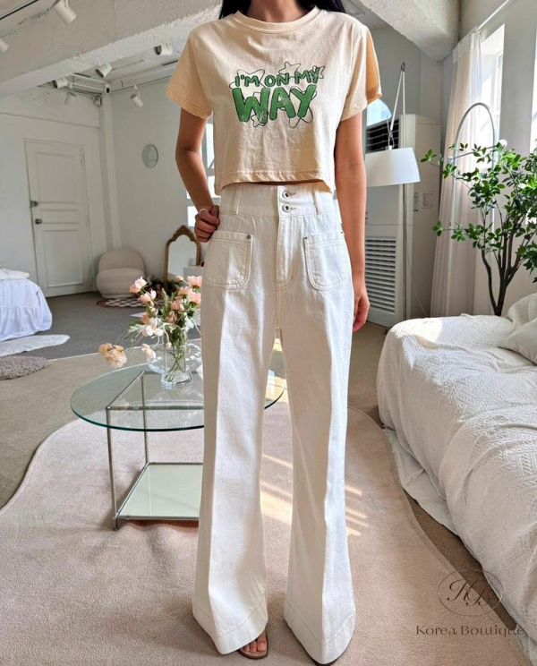 SS367 春季 白色口袋丹寧褲 