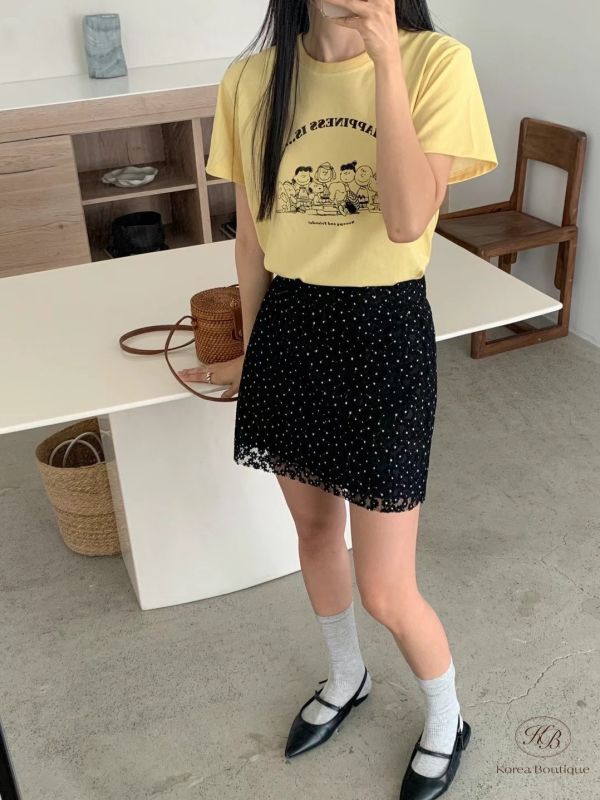 Spv52 春裝 下擺很美的花花紗短裙 後鬆緊 