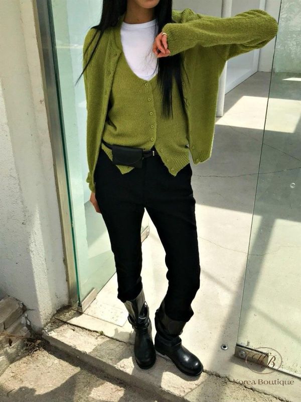 FW2786 秋季 簡單的黑色卡布里牛仔八分褲 