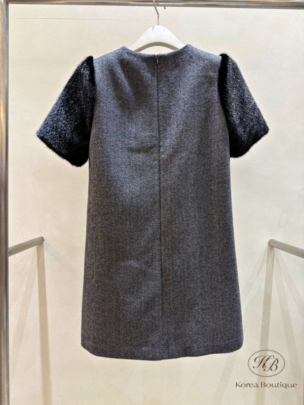 FWKR91 冬季 毛毛袖洋裝 