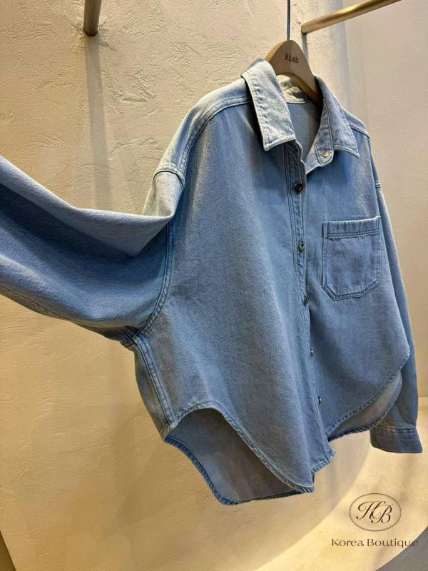 SS290 春季 喜歡兩側開衩的牛仔襯衫 