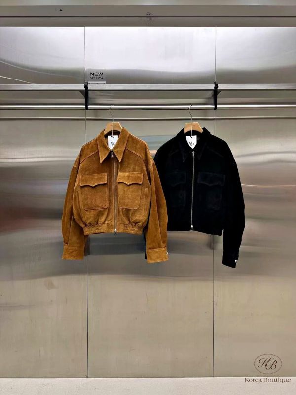 Fw382 秋季 手工麂皮口袋夾克（豬皮） 