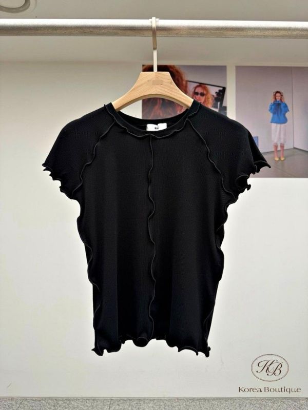 SS447 春季 木耳邊素面上衣 