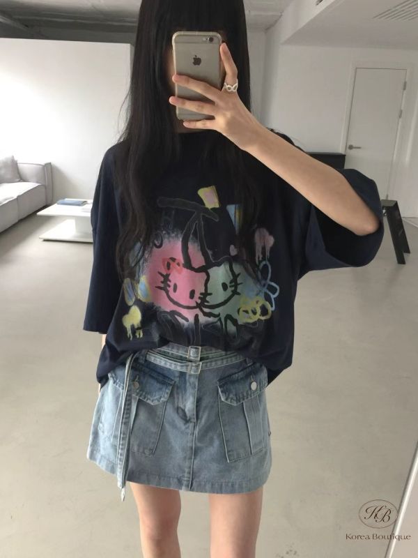 Kr04 夏裝 雙扣口袋牛仔裙褲 