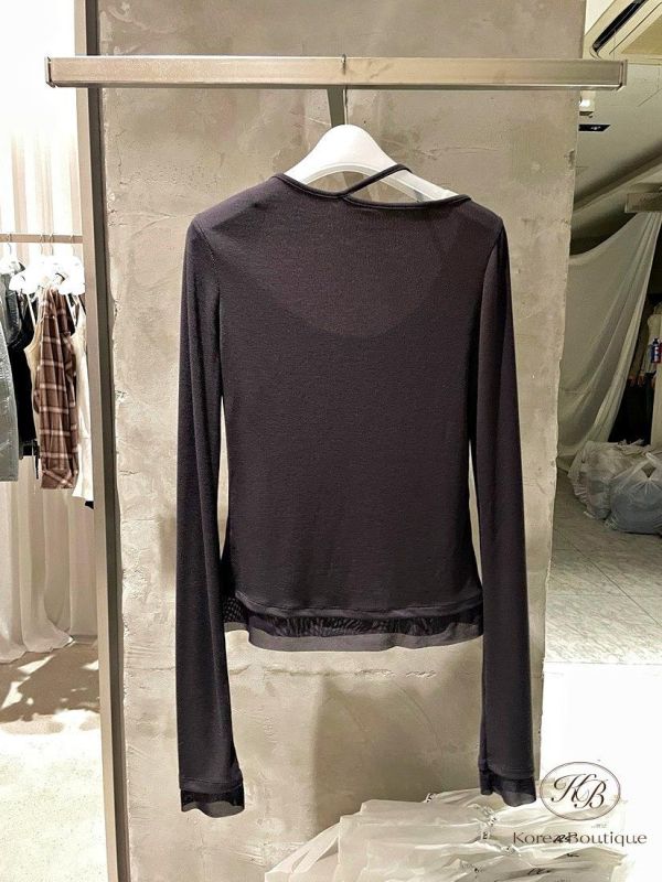 FW2716 秋季 彈性棉挖領上衣 