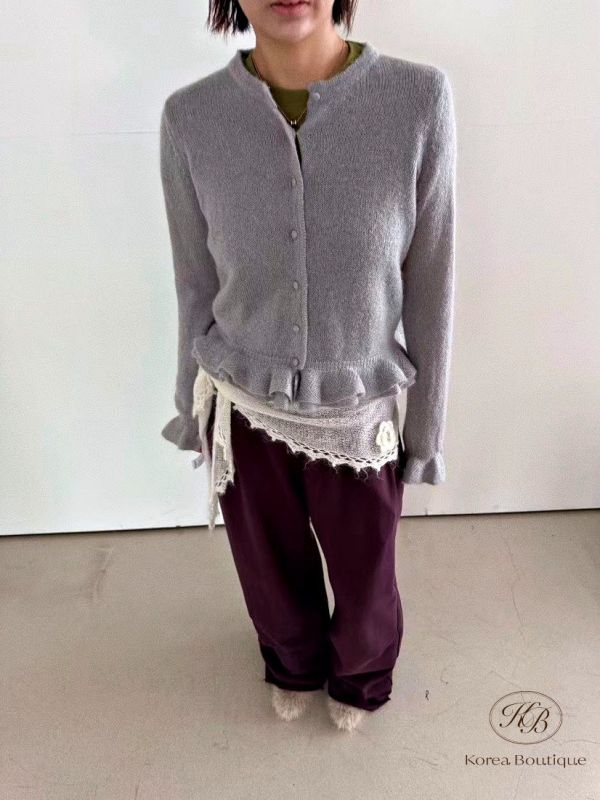 Fw186 秋季 下擺花邊開襟衫 