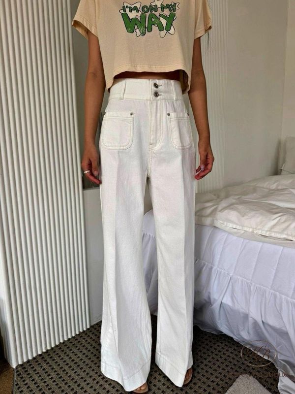 SS367 春季 白色口袋丹寧褲 
