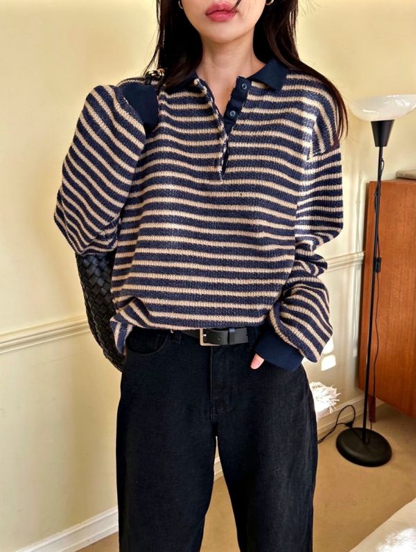 FWKR21 冬季 條紋長版上衣 