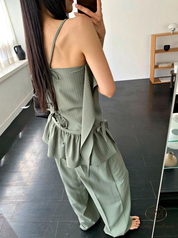 SS470 春季 前後都可穿的綁帶蝴蝶結背心褲裝 