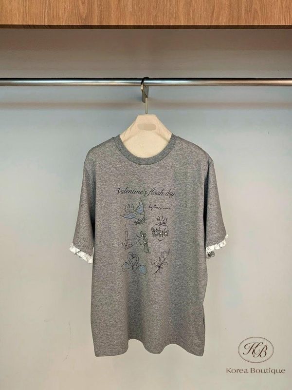 SS286 春季 袖口有細節的動物tee 