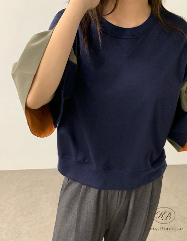 Sv47 夏裝 拼接設計上衣 