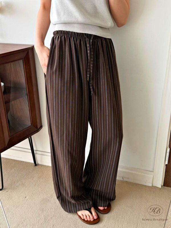 SS437 春季 休閒條紋直筒褲 