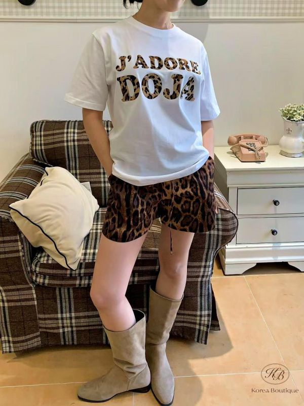 SS320 春季 自留豹紋短褲 材質涼爽的布料 