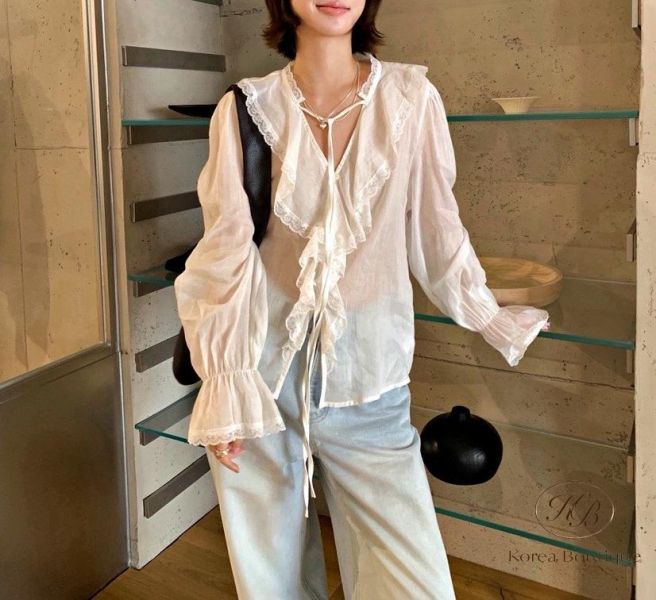 SS232 春季 波里米亞風的維透膚上衣 