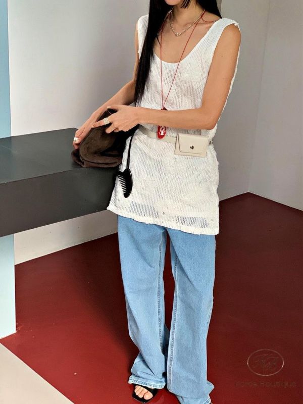 SS202 春季 繡花長版背心 