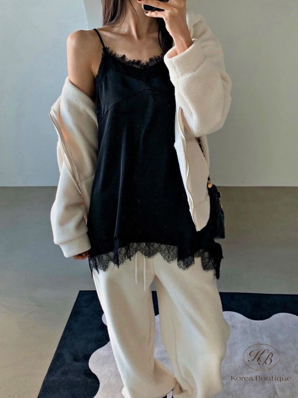 FWKR114 冬季 睫毛蕾絲長版上衣 