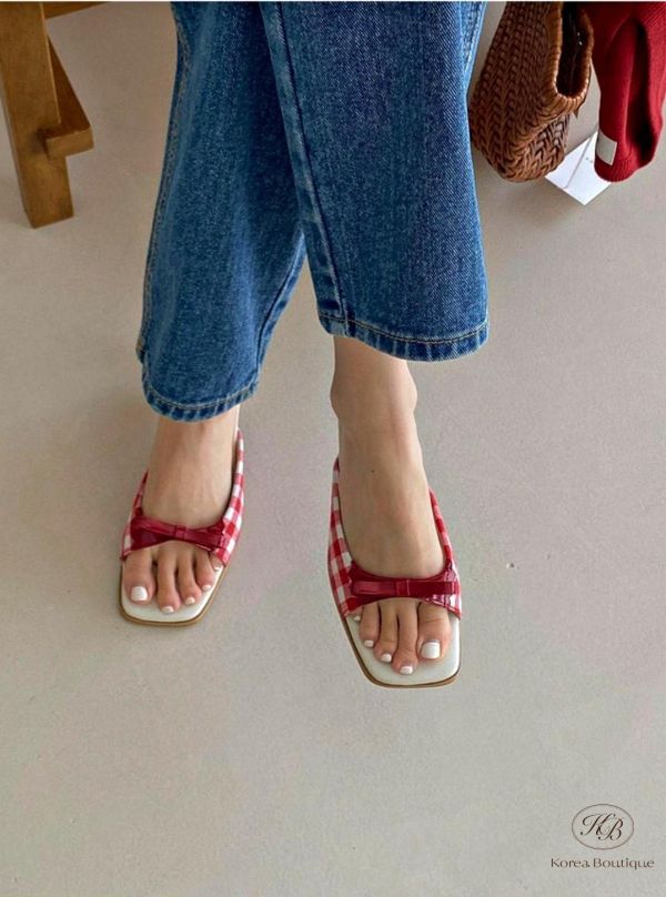 SS214 春季 蘿莉塔的格紋跟鞋 跟六公分 